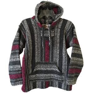 Earth Ragz Size Small Woven Blanket Hoodie With Kangaroo Pocket Gray Cream Pink